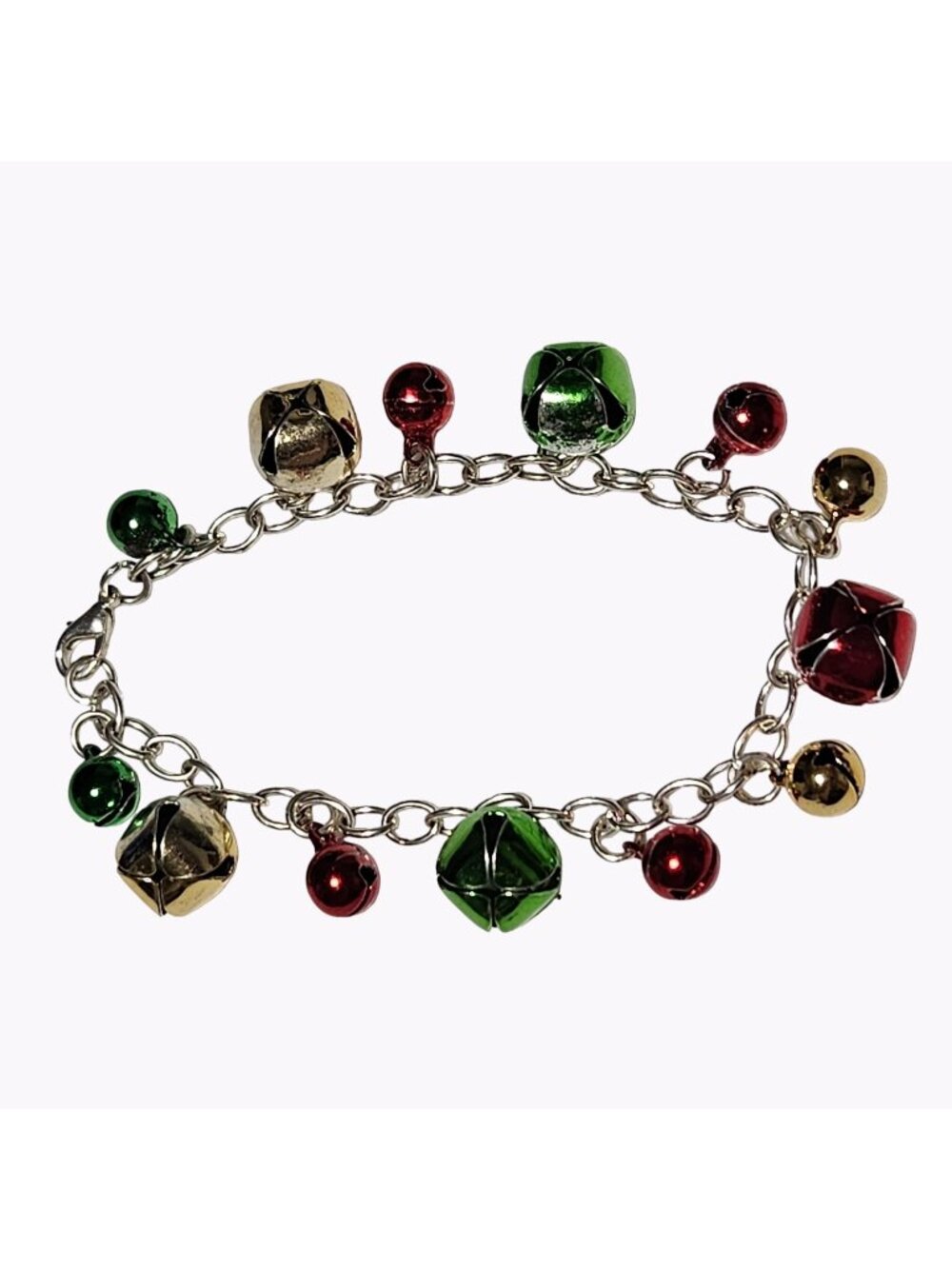 Christmas Jingle Bells Charm Bracelet Silver Tone Holiday Fashion Jewelry Women